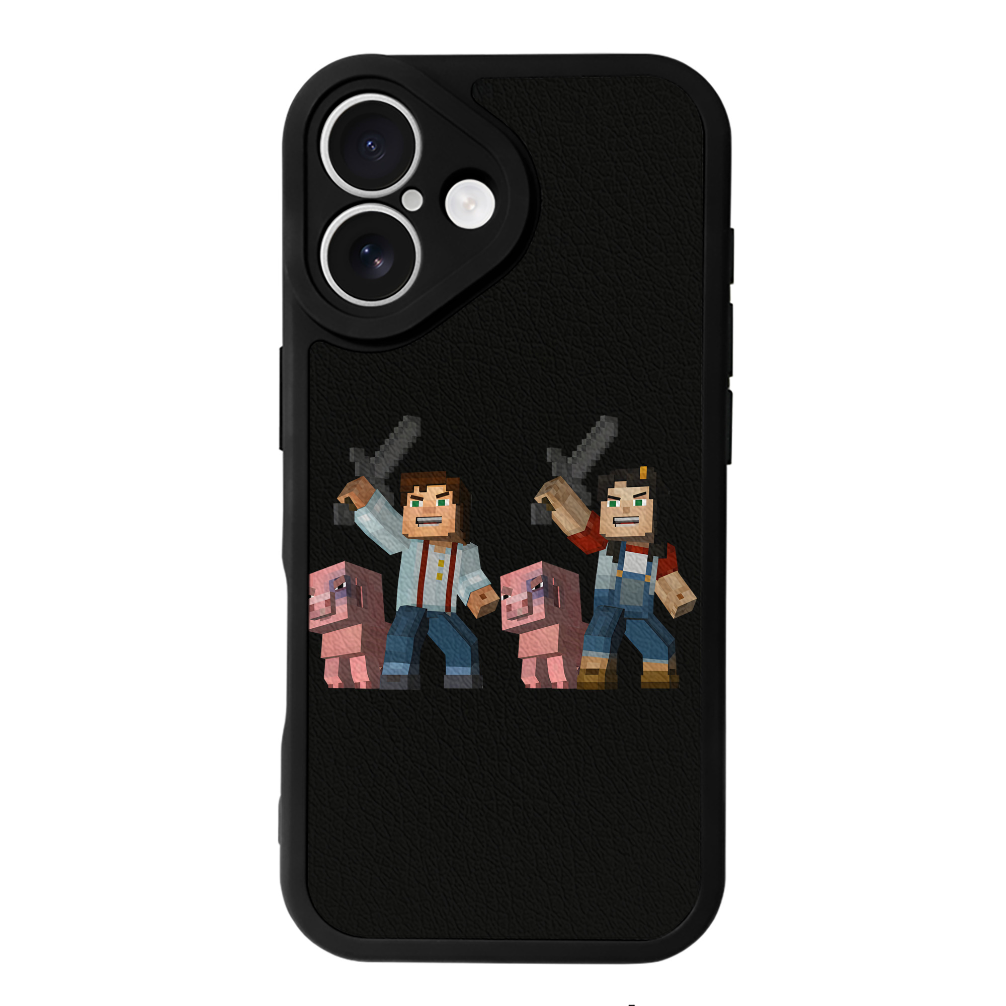 （画像用） マインクラフト ブロックの世界 Minecraft MC Block world 【iPhone 16シリーズ対応】シリコンスマホケース（レザー調） 材質：シリコン